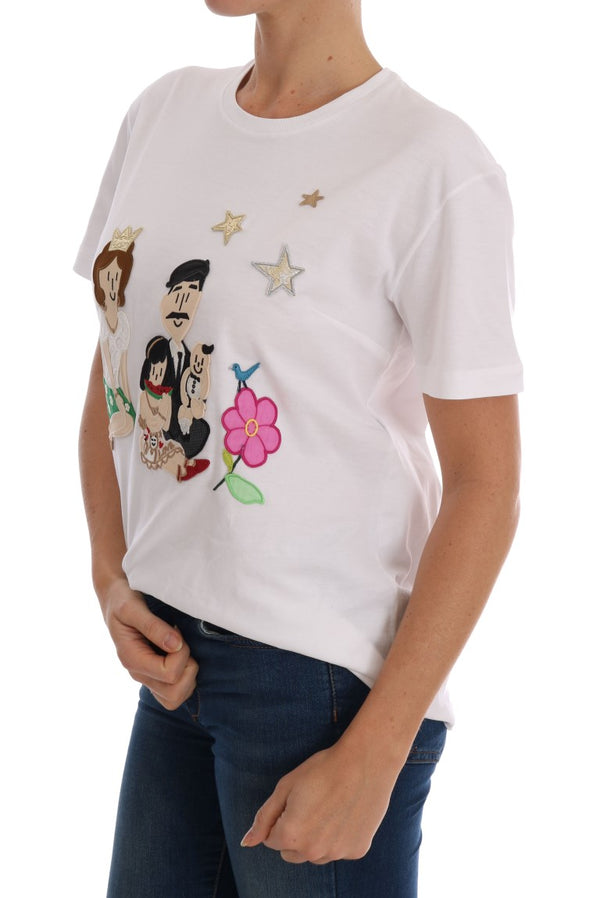 White Cotton DG FAMILY Embroidered T-Shirt