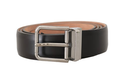 Solid Brown Leather Silver Buckle Mens Belt