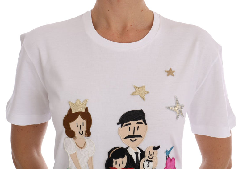 White Cotton DG FAMILY Embroidered T-Shirt