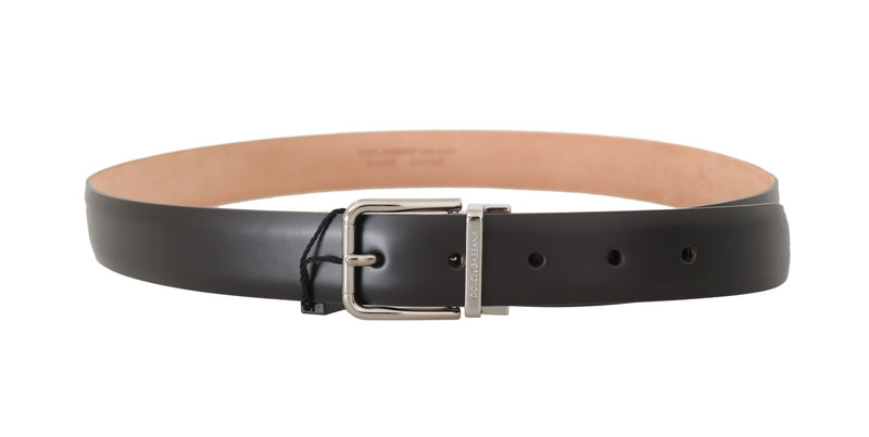 Solid Brown Leather Silver Buckle Mens Belt