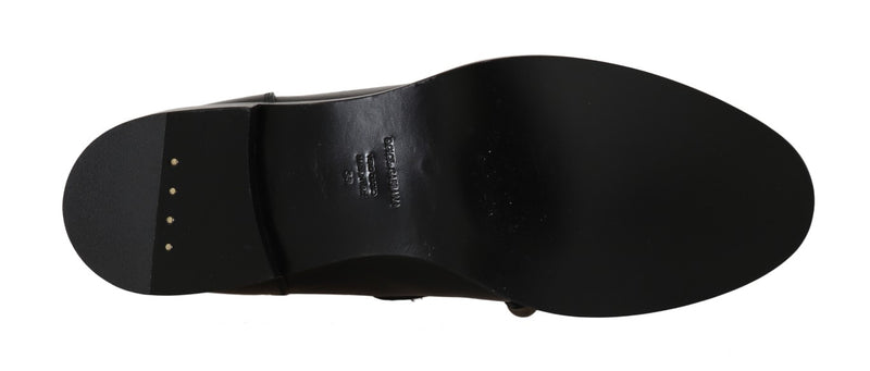 Black Leather Flats Ankle Boots