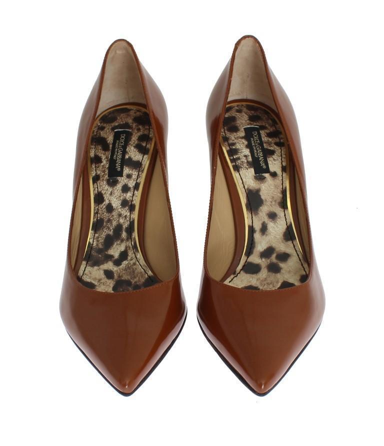 Brown Classic Heels Leather Pumps