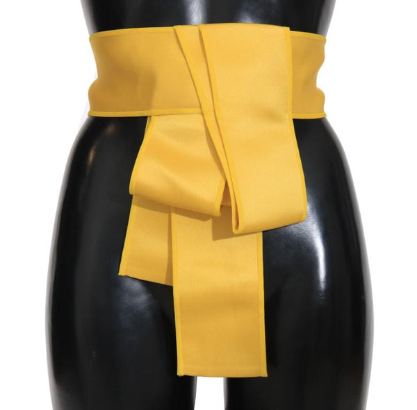 Yellow Silk Wide Waist Ribbon Belt