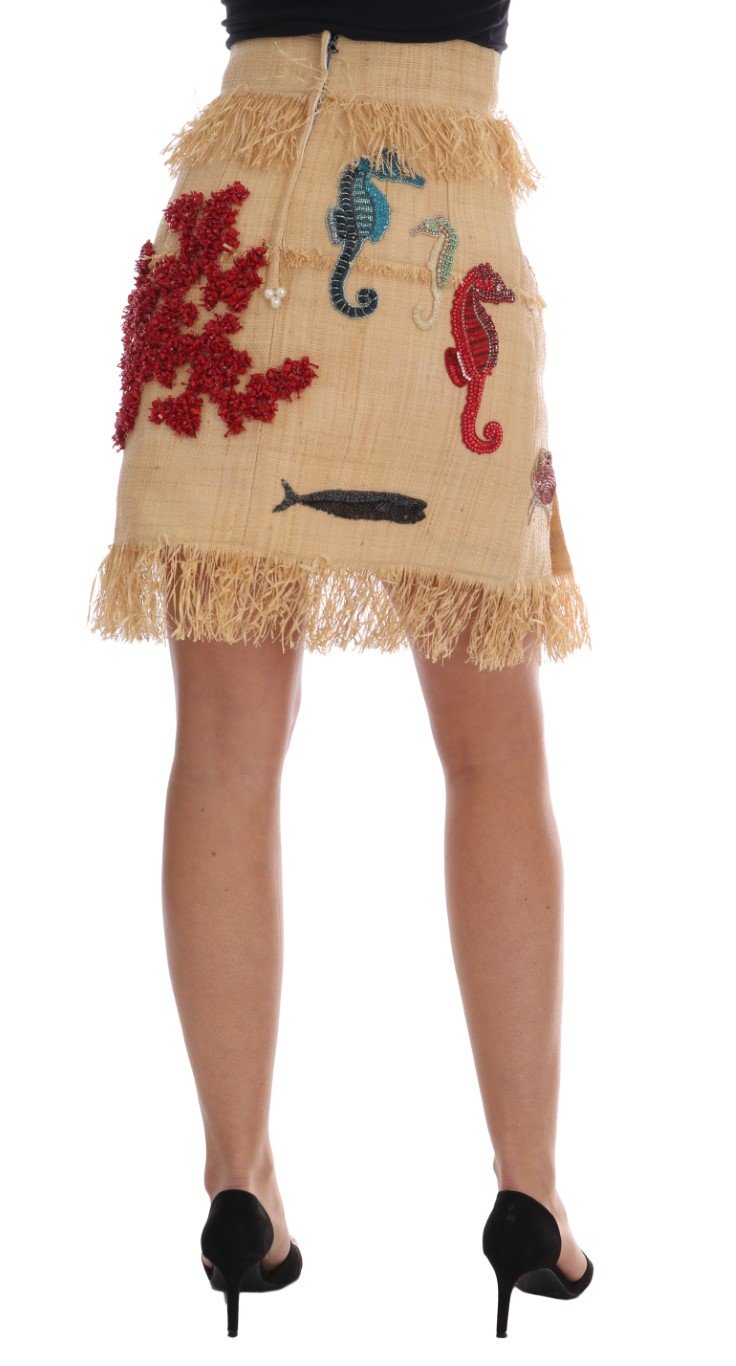 Crystal Beige Palm Fiber Skirt