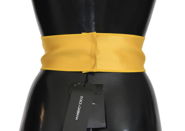 Yellow Silk Wide Waist Ribbon Belt