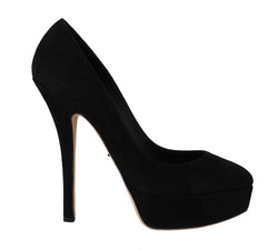 Black Suede Platform Heels Pumps