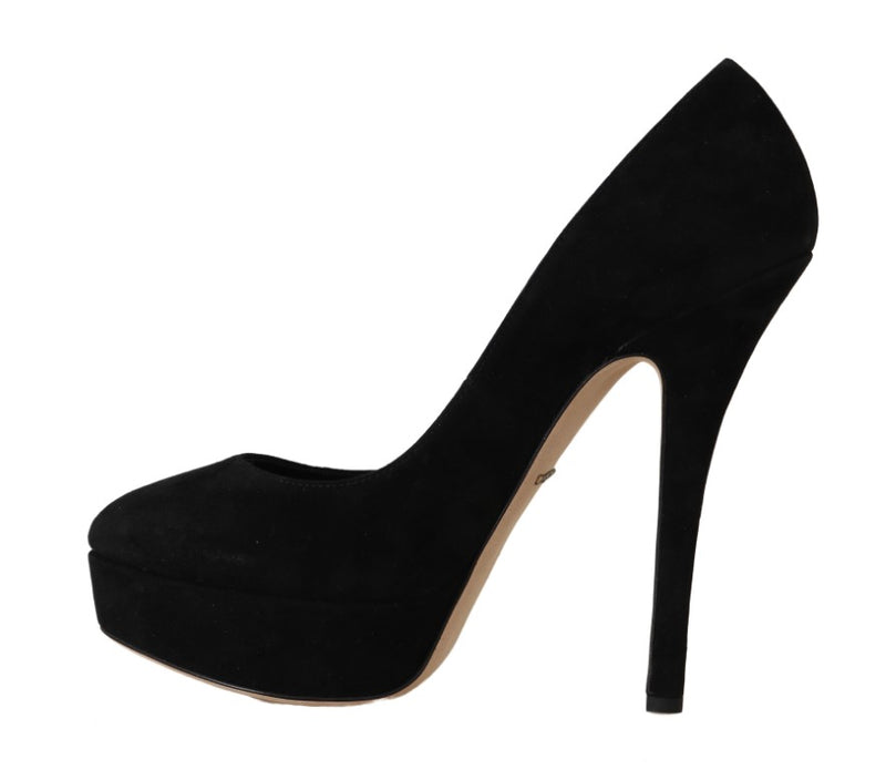 Black Suede Platform Heels Pumps