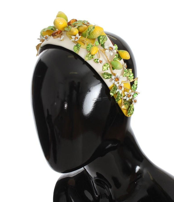 Multicolor Brass Lemon Crystal Floral Headband