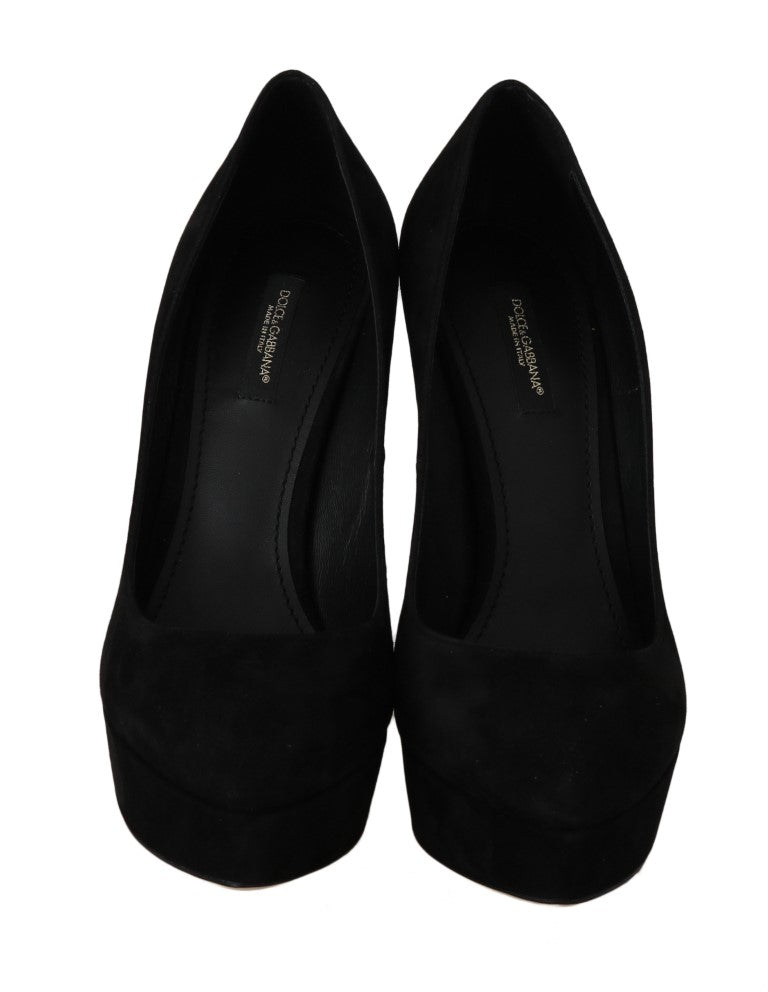 Black Suede Platform Heels Pumps