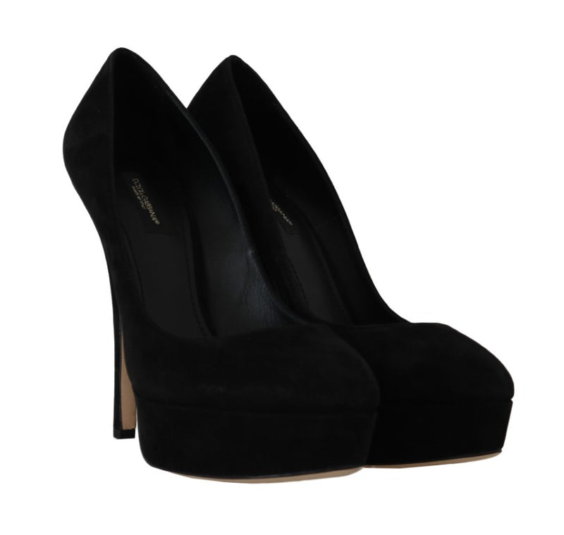 Black Suede Platform Heels Pumps