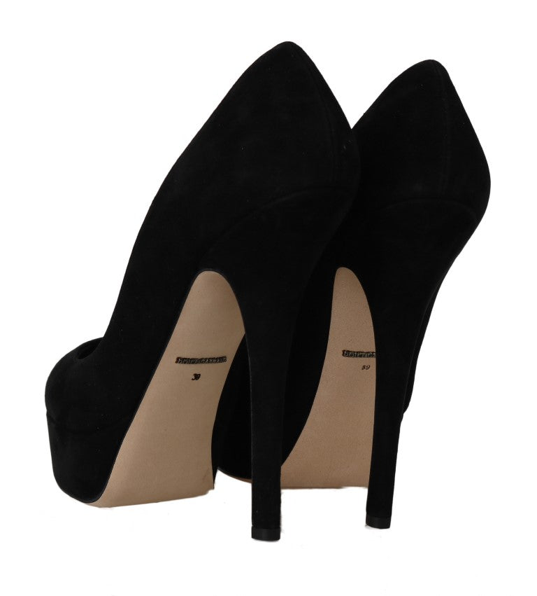 Black Suede Platform Heels Pumps