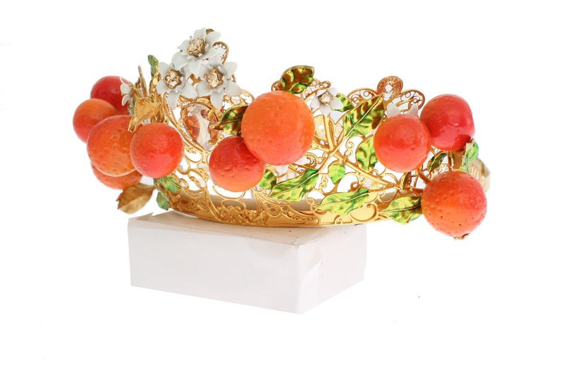 Multicolor Brass Crystal Sicily Orange Tiara