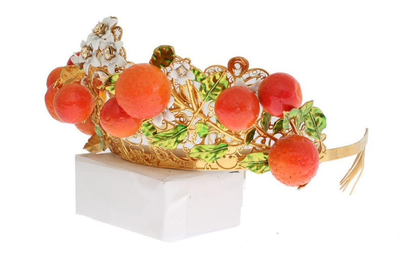 Multicolor Brass Crystal Sicily Orange Tiara