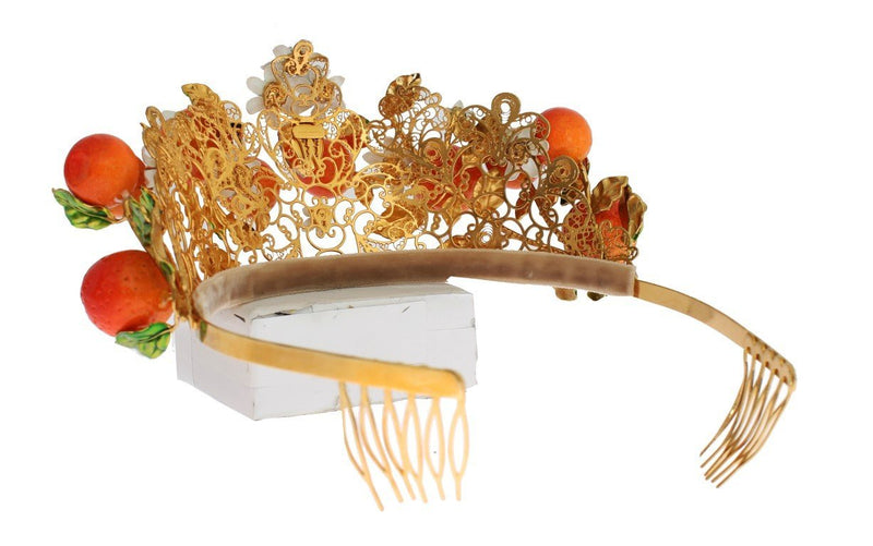 Multicolor Brass Crystal Sicily Orange Tiara