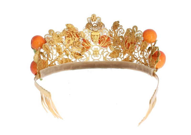 Multicolor Brass Crystal Sicily Orange Tiara