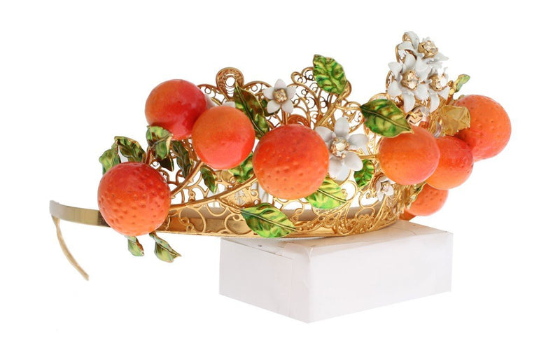 Multicolor Brass Crystal Sicily Orange Tiara