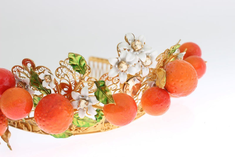 Multicolor Brass Crystal Sicily Orange Tiara