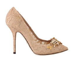 Beige Lace Taormina Crystal Pumps