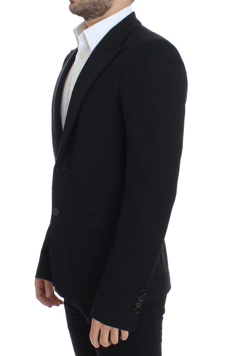 Black wool slim fit blazer