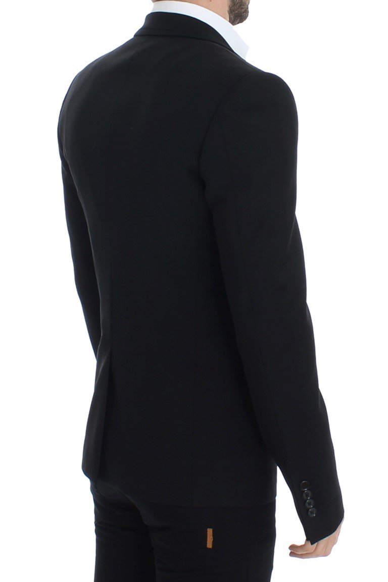 Black wool slim fit blazer