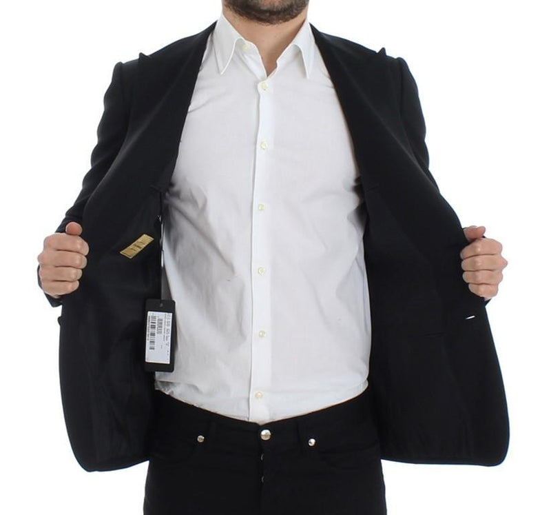 Black wool slim fit blazer