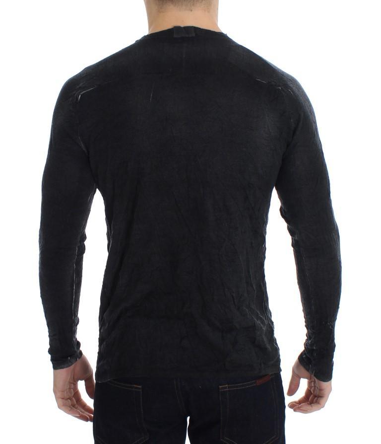 Gray Merino Wool V-neck Sweater