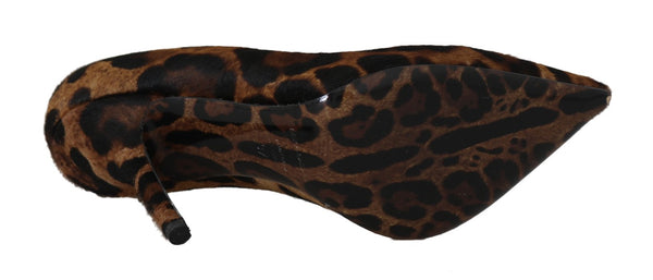 Brown Leopard Leather Pony Hair Pumps