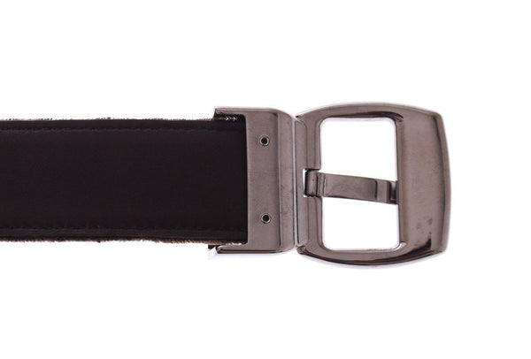 Brown Velvet Logo Waist Silver Buckle Belt