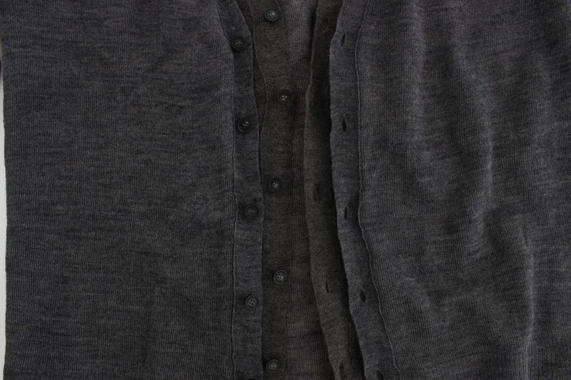 Gray Wool Button Cardigan Sweater