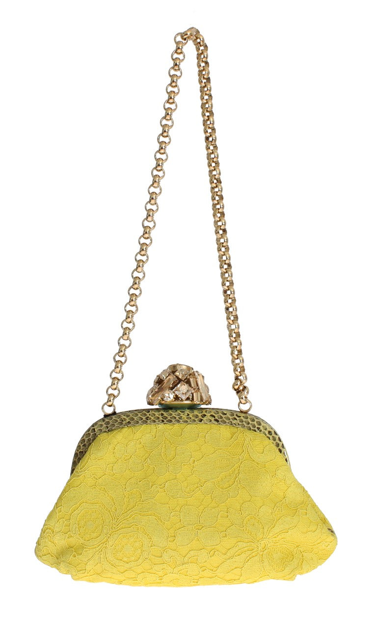 MISS DEA Bag Yellow Lace Snakeakin Crystal Clutch