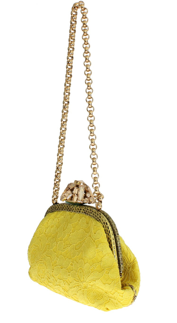 MISS DEA Bag Yellow Lace Snakeakin Crystal Clutch