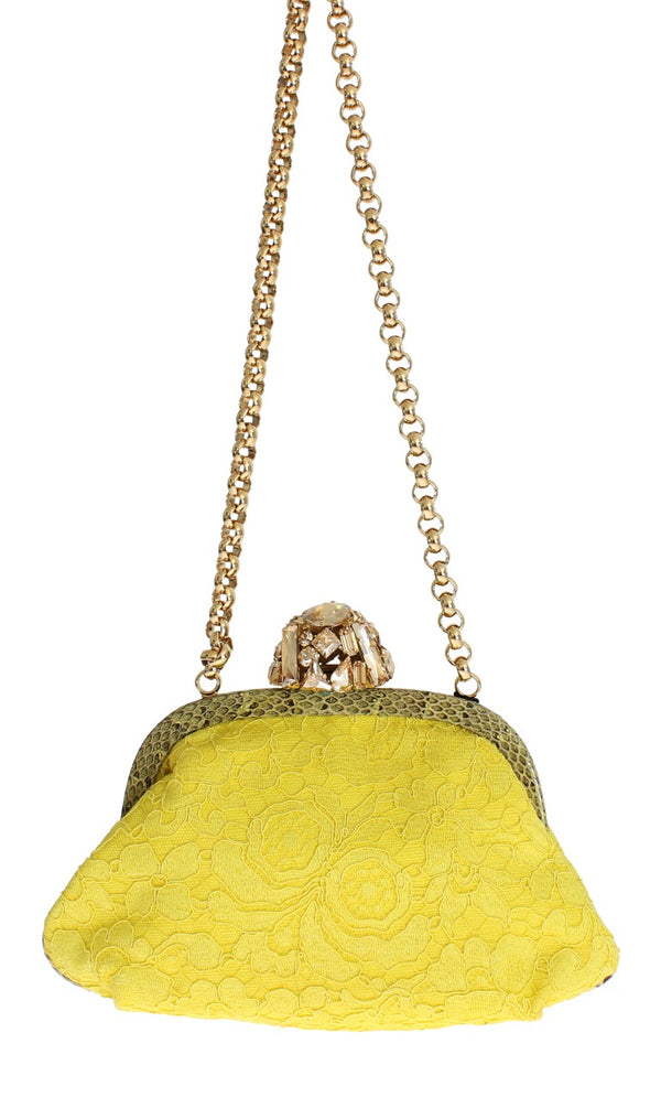 MISS DEA Bag Yellow Lace Snakeakin Crystal Clutch