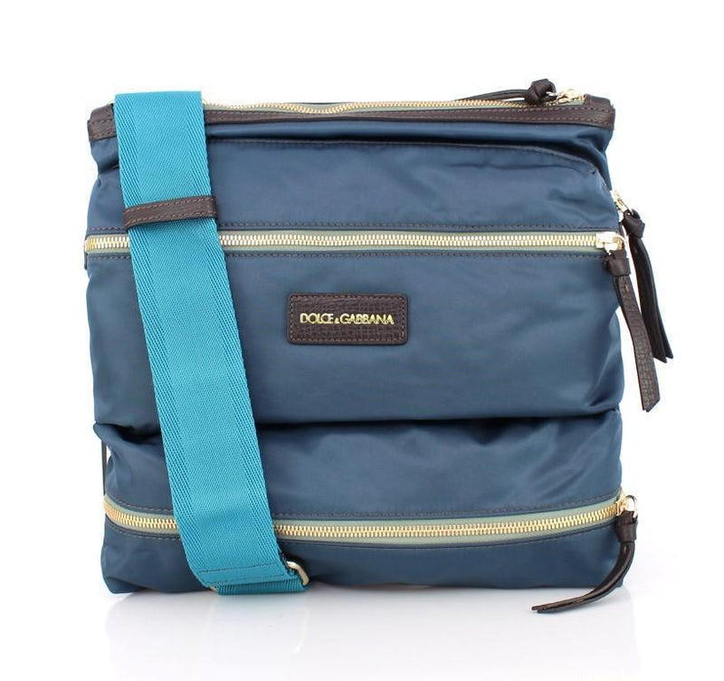 Blue canvas messenger bag