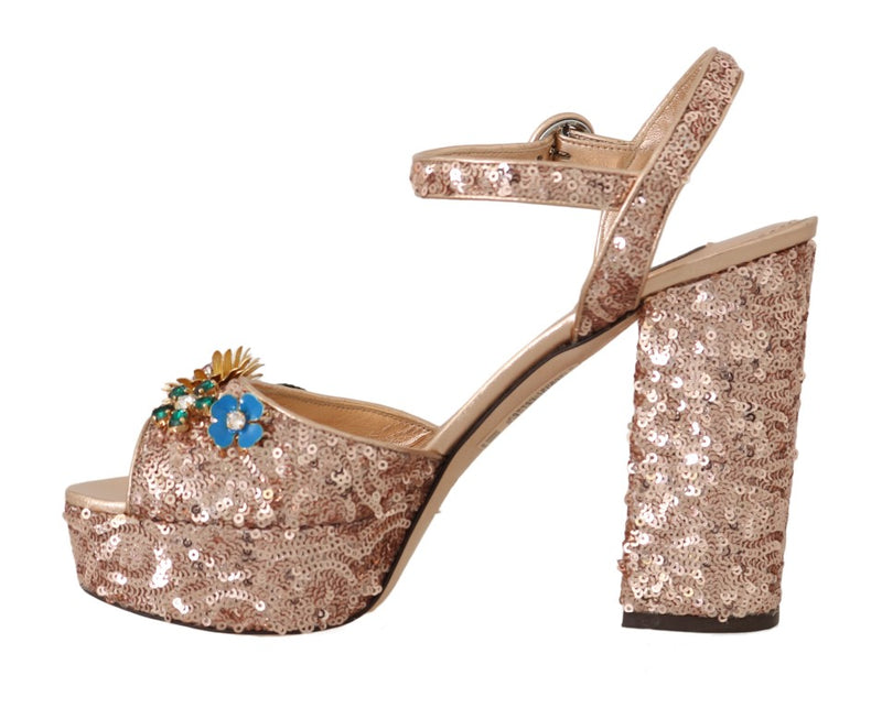 Pink Gold Sequin Crystal Sandal