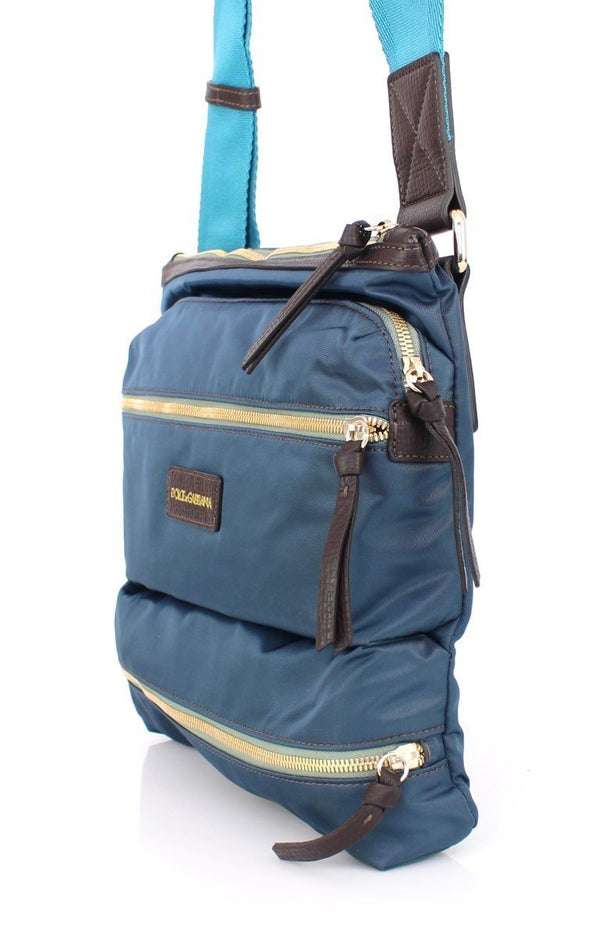 Blue canvas messenger bag