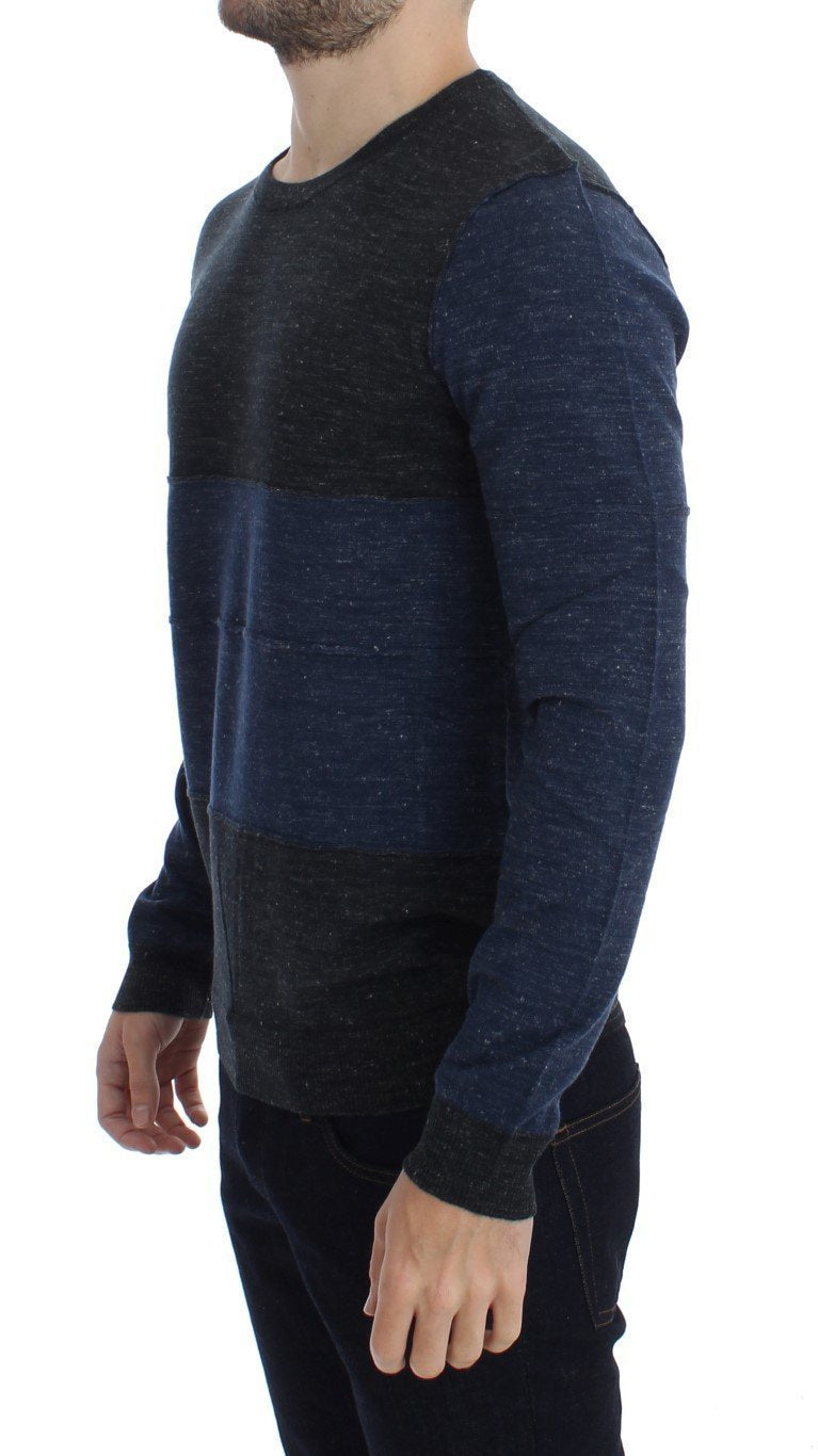 Gray Blue Crewneck Wool Sweater