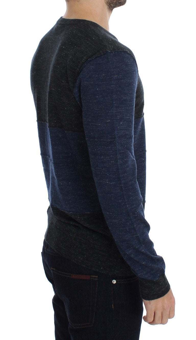Gray Blue Crewneck Wool Sweater