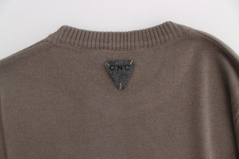 Beige Crewneck Wool Blend Sweater