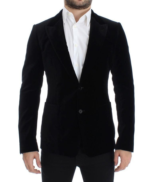 Black velvet slim fit blazer