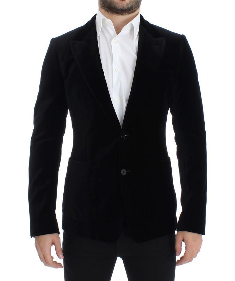 Black velvet slim fit blazer