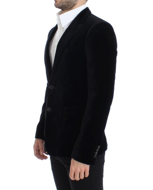 Black velvet slim fit blazer