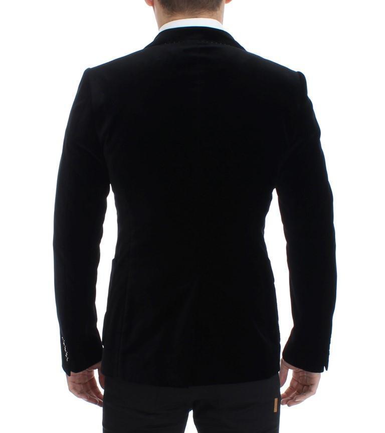 Black velvet slim fit blazer
