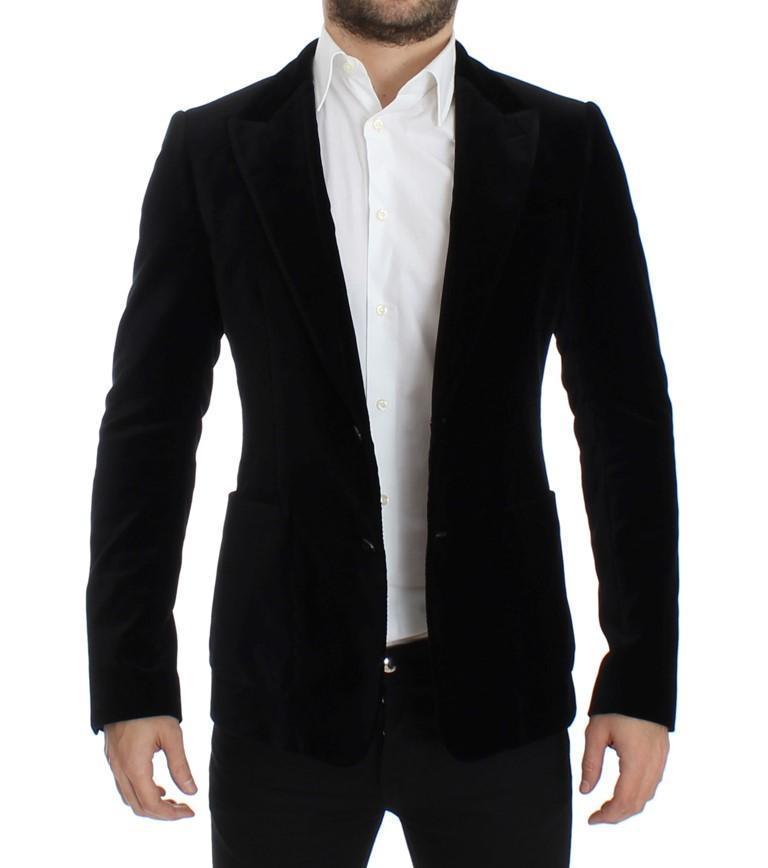 Black velvet slim fit blazer