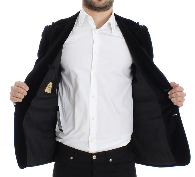Black velvet slim fit blazer