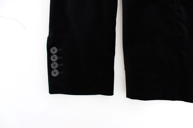 Black velvet slim fit blazer