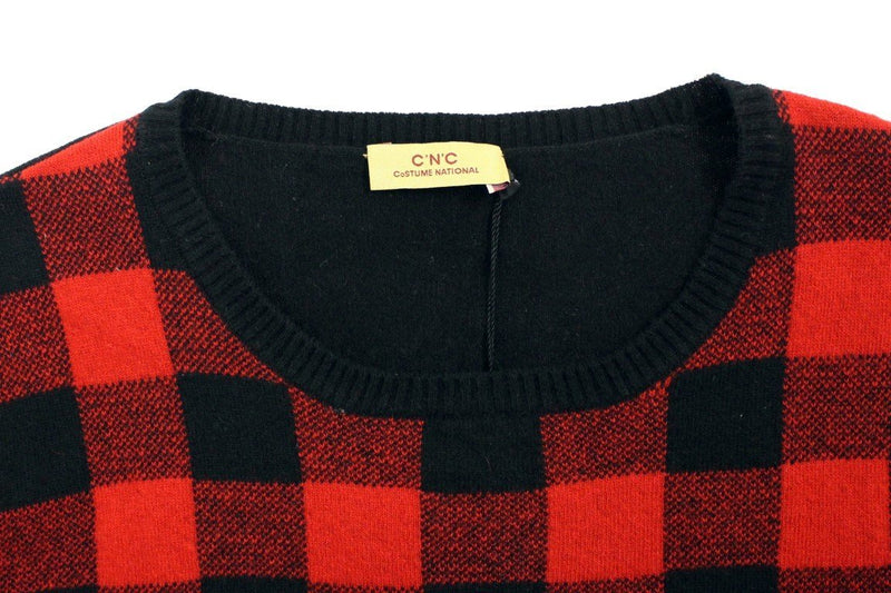 Red black checkered sweater