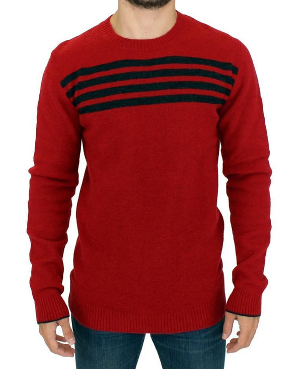 Red striped crewneck sweater