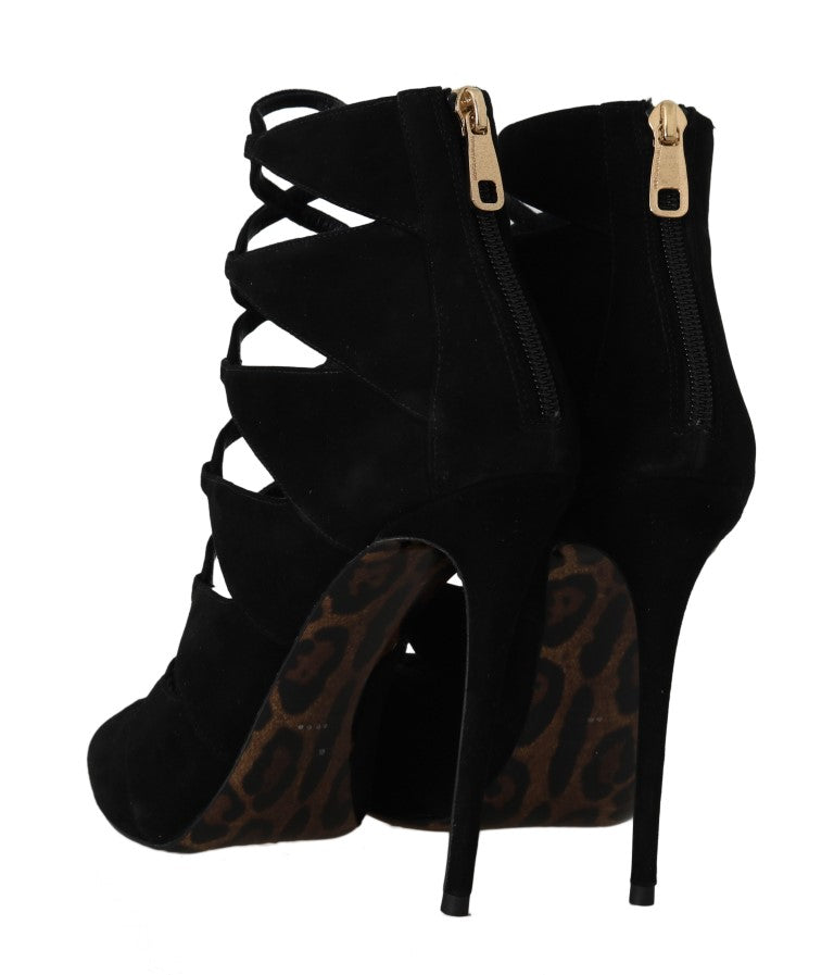 Shoes Black Suede Ankle Strap Sandals Boots