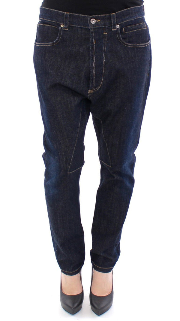 Blue Cotton Logo Baggy Fit Jeans Pants