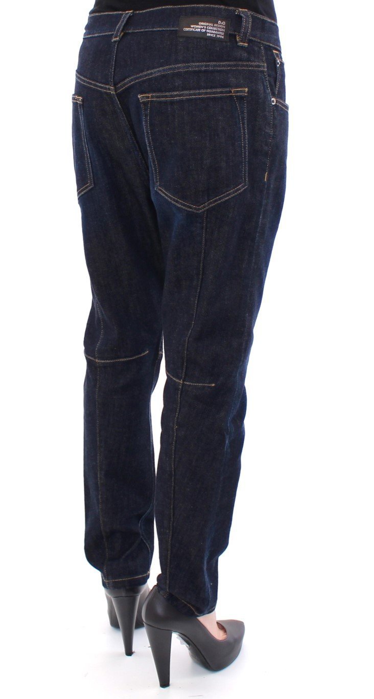 Blue Cotton Logo Baggy Fit Jeans Pants